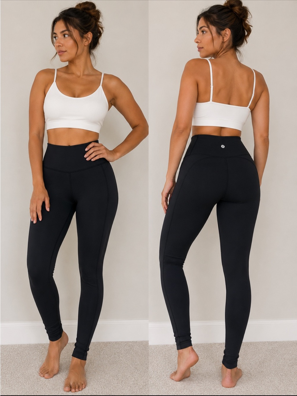 Lululemon black high waisted joggers stash pockets size 4 gym, yoga, workout